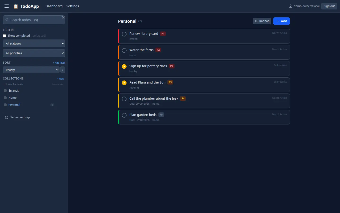 Desktop dashboard